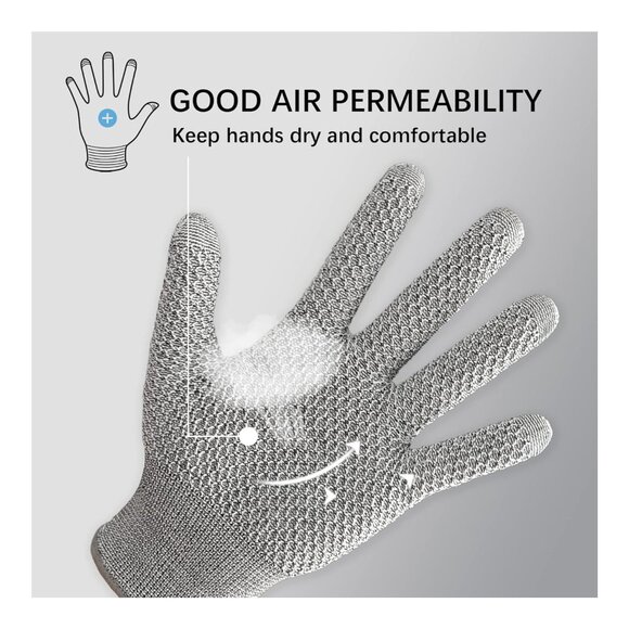 TELION Cut Resistant Gloves Large, EN388 Level 5 Protection, Food Safe, Pack of - Picture 3 of 6